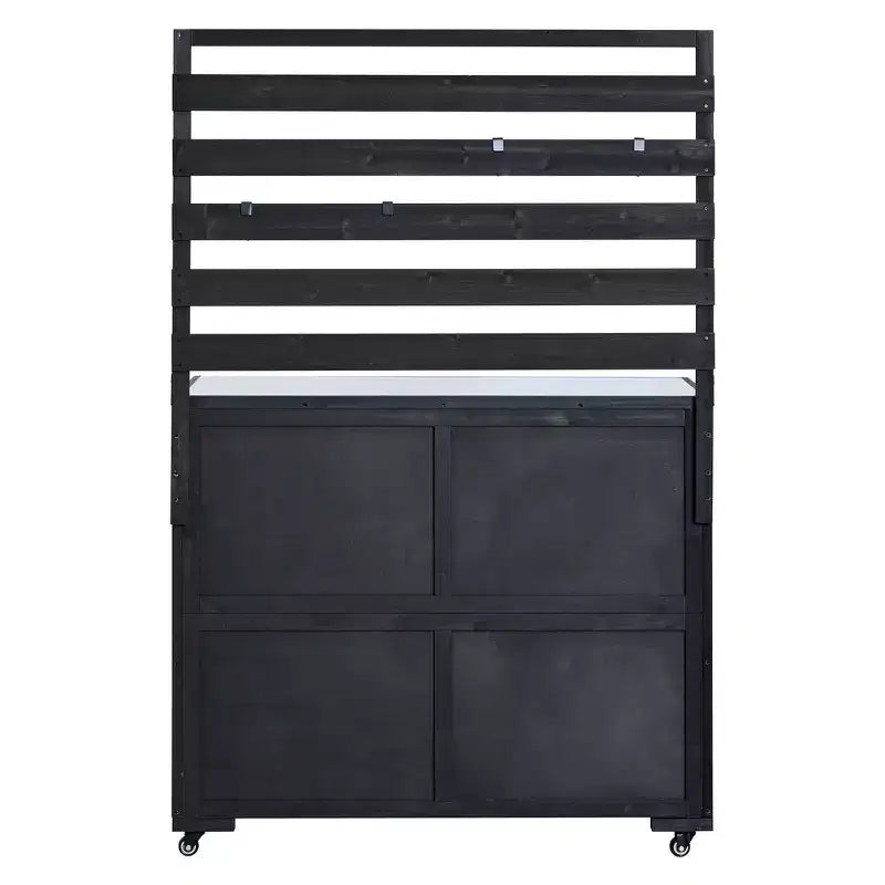 Whisen 64.9 Grande Desserte Îlot de Cuisine d'Extérieur avec Évier, Banc de Jardinage, Chariot de Barbecue Extérieur avec Plateau en Acier Inoxydable