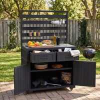 Whisen 64.9 Large Patio Kitchen Island Carts with Sink, Garden Potting Bench, Outdoor Bar Grill BBQ Cart with Stainless Top