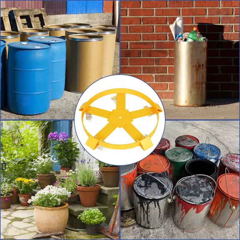 Chariot à fûts de 200 L Robuste 450 kg Chariot à poubelles avec roues pivotantes 4/5 Chariot à cadre en acier anti-basculement Capacité chariots de transport