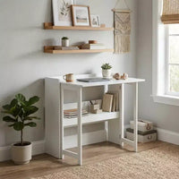 Bureau pliant FurnitureR avec étagère de rangement, petit bureau d'ordinateur à rabat avec étagère à livres, bureau d'écriture pour bureau à domicile, chambre à coucher, appartement