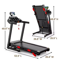 Tapis de course pliable pour la maison avec moteur silencieux de 3,75 CV, design compact, contrôle par application, entraînement en côte, machine de course à absorption des chocs pour la maison et le bureau