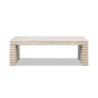 Jennifer Taylor Home Veda 55 Table basse cascade géométrique empilée en bois de pin recyclé blanchi à la chaux naturelle