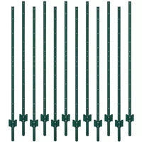 Piquets de clôture en U en metal 7 pi, lot de 12. Piquets de clôture en acier revêtu vert antirouille pour clôture de jardin et de pelouse