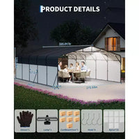 Abri de voiture Carport extérieur galvanisé, Tente de véhicule étanche 20x25FT pour Jardin