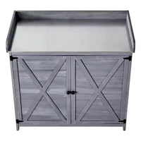 VEVOR Table d'empotage, armoire de rangement de jardinage d'extérieur en bois avec plateau en bois 39 x 19 po, poste de travail de plantation de jardin, gris