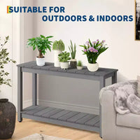 Table d'appoint de patio en bois durable toutes saisons, table d'appoint classique d'extérieur pour jardin, pelouse et véranda, compacte et stable