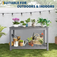 Table d'appoint de patio en bois durable toutes saisons, table d'appoint classique d'extérieur pour jardin, pelouse et véranda, compacte et stable