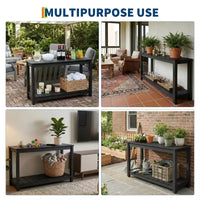 Table d'appoint de patio en bois durable toutes saisons, table d'appoint classique d'extérieur pour jardin, pelouse et véranda, compacte et stable