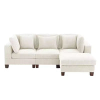 Canapé sectionnel modulaire convertible en velours côtelé avec poufs, canapé configurable pour salon, assemblage facile