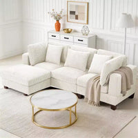 Canapé sectionnel modulaire convertible en velours côtelé avec poufs, canapé configurable pour salon, assemblage facile