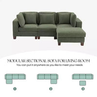 Canapé sectionnel modulaire convertible en velours côtelé avec poufs, canapé configurable pour salon, assemblage facile