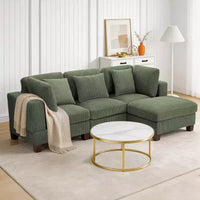Canapé sectionnel modulaire convertible en velours côtelé avec poufs, canapé configurable pour salon, assemblage facile