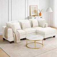 Canapé sectionnel modulaire convertible en velours côtelé avec poufs, canapé configurable pour salon, assemblage facile