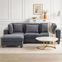 Canapé sectionnel modulaire convertible en velours côtelé avec poufs, canapé configurable pour salon, assemblage facile