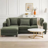 Canapé sectionnel modulaire convertible en velours côtelé avec poufs, canapé configurable pour salon, assemblage facile