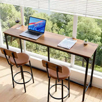 VEVOR Table de bar, 1 PCS 53 Table de bar de cuisine, Tables de salle à manger hautes avec bords arrondis, Tables de cuisine rectangulaires hautes, Marron et Noir