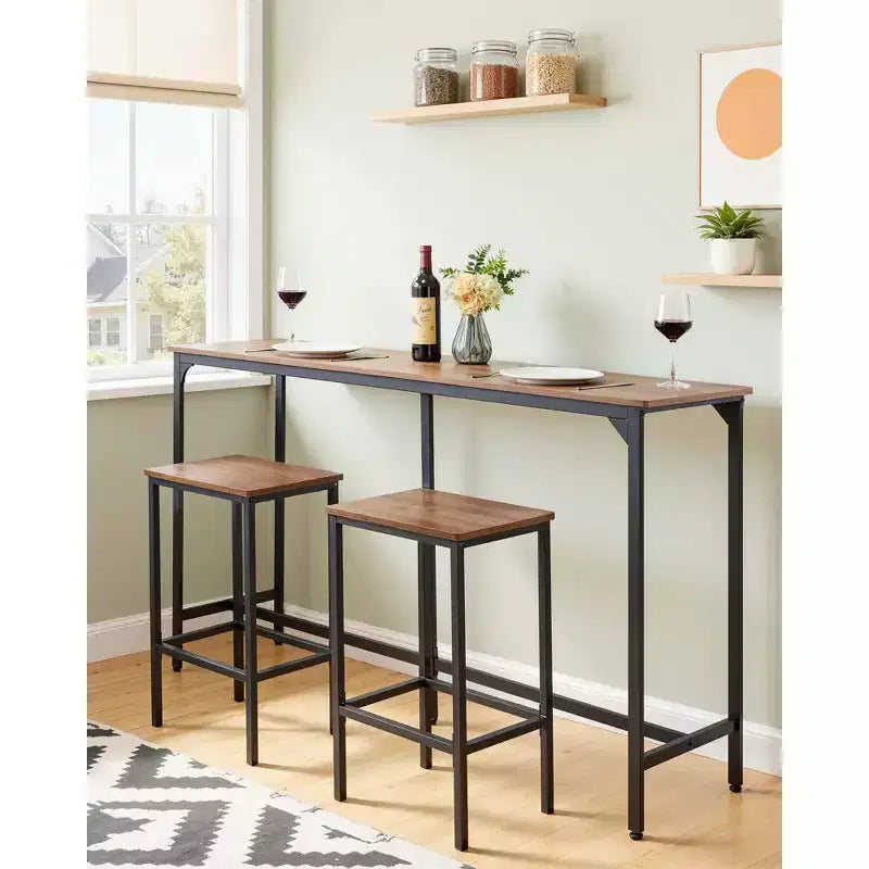VEVOR Table de bar, 1 PCS 53 Table de bar de cuisine, Tables de salle à manger hautes avec bords arrondis, Tables de cuisine rectangulaires hautes, Marron et Noir