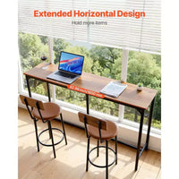 VEVOR Table de bar, 1 PCS 53 Table de bar de cuisine, Tables de salle à manger hautes avec bords arrondis, Tables de cuisine rectangulaires hautes, Marron et Noir