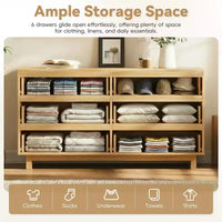 Commode 6 tiroirs GDFStudio Eunice 60 en bois moderne avec façade ondulée