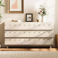GDFStudio Eunice 60 Modern Wood 6-Drawer Dresser with Wave Front Design