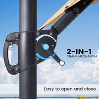 Crestlive Products Parasol cantilever de patio d'extérieur à dessus 2 niveaux 11 pi avec bandes lumineuses solaires, deporte, rotation 360, base à roue, max 350 lb