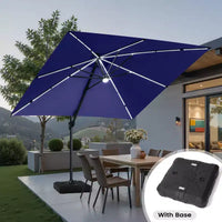 Crestlive Products Parasol cantilever de patio d'extérieur à dessus 2 niveaux 11 pi avec bandes lumineuses solaires, deporte, rotation 360, base à roue, max 350 lb