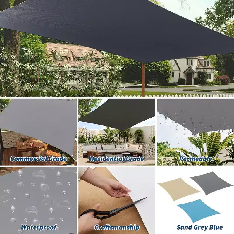 Voile d'ombrage rectangulaire 10x13 pi, toile d'ombrage anti-UV, pare-soleil d'extérieur pour patio, arrière-cour, terrasse, jardin, cour et installations