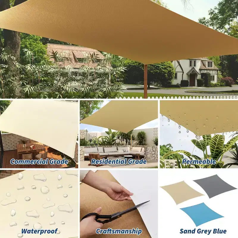 Voile d'ombrage rectangulaire 10x13 pi, toile d'ombrage anti-UV, pare-soleil d'extérieur pour patio, arrière-cour, terrasse, jardin, cour et installations