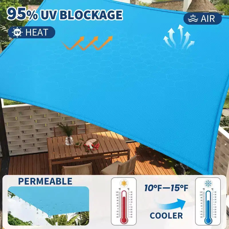 Voile d'ombrage rectangulaire 10x13 pi, toile d'ombrage anti-UV, pare-soleil d'extérieur pour patio, arrière-cour, terrasse, jardin, cour et installations