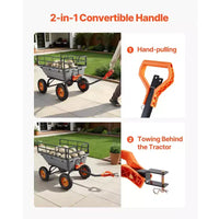 VVEVOR Chariot benne de jardin, chariot benne en poly 1500 lbs, 15 pi³, chariot de jardin à benne basculante avec poignée convertible 2-en-1, Noir et Gris