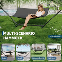 Hamac double 2 personnes avec support et oreiller - capacité 450 lbs, hamac très résistant avec corde d'équilibre, grand hamac d'extérieur pour arrière-cour et bord de piscine