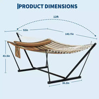 Hamac double 2 personnes avec support et oreiller - capacité 450 lbs, hamac très résistant avec corde d'équilibre, grand hamac d'extérieur pour arrière-cour et bord de piscine