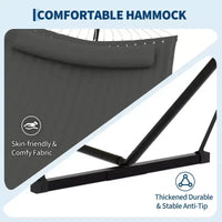 Hamac double 2 personnes avec support et oreiller - capacité 450 lbs, hamac très résistant avec corde d'équilibre, grand hamac d'extérieur pour arrière-cour et bord de piscine