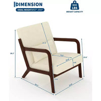 Fauteuil d'appoint mid-century en chenille, fauteuil de lecture confortable, fauteuil lounge moderne avec coussin lombaire, cadre en bois massif, pour salon, chambre, bureau