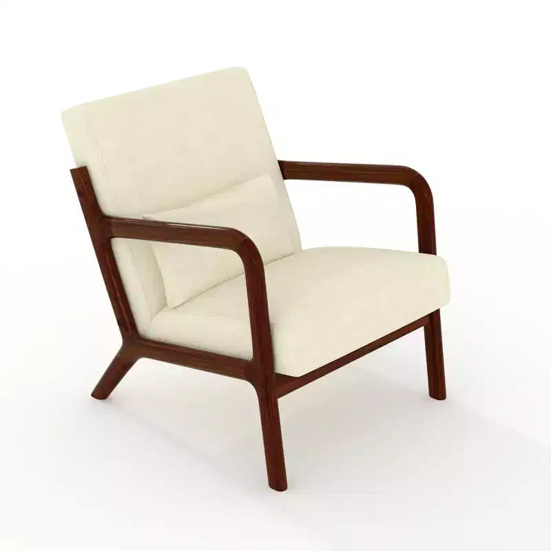 Fauteuil d'appoint mid-century en chenille, fauteuil de lecture confortable, fauteuil lounge moderne avec coussin lombaire, cadre en bois massif, pour salon, chambre, bureau