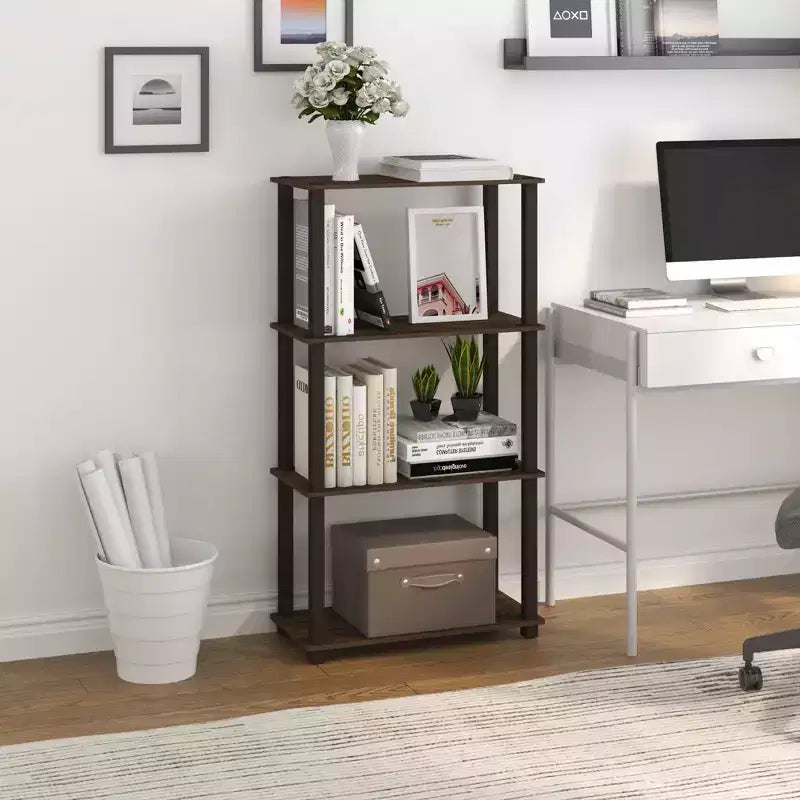 HOMLUX étagère de rangement polyvalente à 4 niveaux, bibliothèque ouverte à cadre durable pour la maison