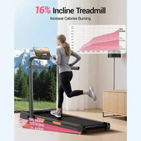 Tapis de course 3 en 1 avec inclinaison de 16 %, tapis de course pliable avec poignée, tapis de course portables pour la maison, petite taille, capacité de 100 kg