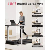 Tapis de course 3 en 1 avec inclinaison de 16 %, tapis de course pliable avec poignée, tapis de course portables pour la maison, petite taille, capacité de 100 kg