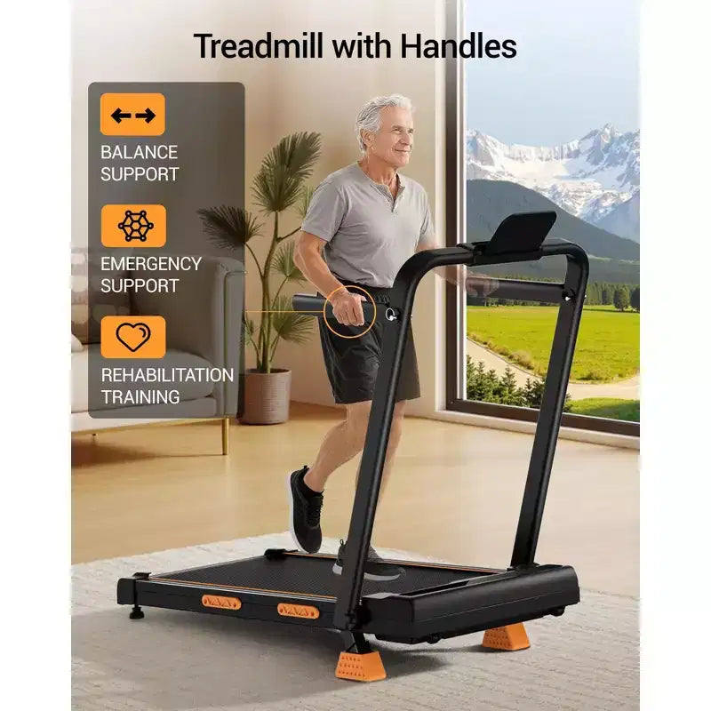 Tapis de course 3 en 1 avec inclinaison de 16 %, tapis de course pliable avec poignée, tapis de course portables pour la maison, petite taille, capacité de 100 kg