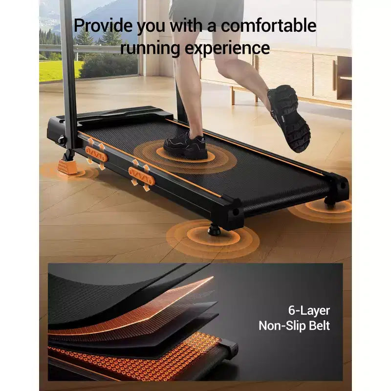 Tapis de marche tapis de course 3-en-1 avec inclinaison 16%, tapis de course pliant avec barre poignée, tapis de course portable pour petit espace à la maison, capacité 220 Lbs