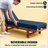 NAYSAYE Coussin de Chaise Longue d'Extérieur Doux, Coussin de Chaise Longue Antidérapant avec Liens, Coussin Réversible pour Terrasse, Piscine, Bain de Soleil, 72*20.9*3.9