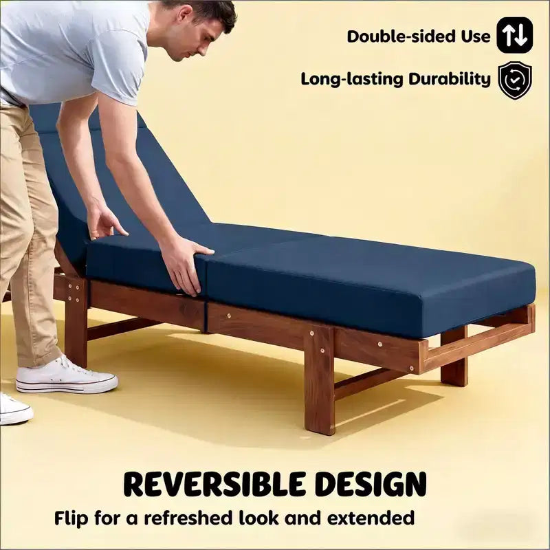 NAYSAYE Coussin de Chaise Longue d'Extérieur Doux, Coussin de Chaise Longue Antidérapant avec Liens, Coussin Réversible pour Terrasse, Piscine, Bain de Soleil, 72*20.9*3.9