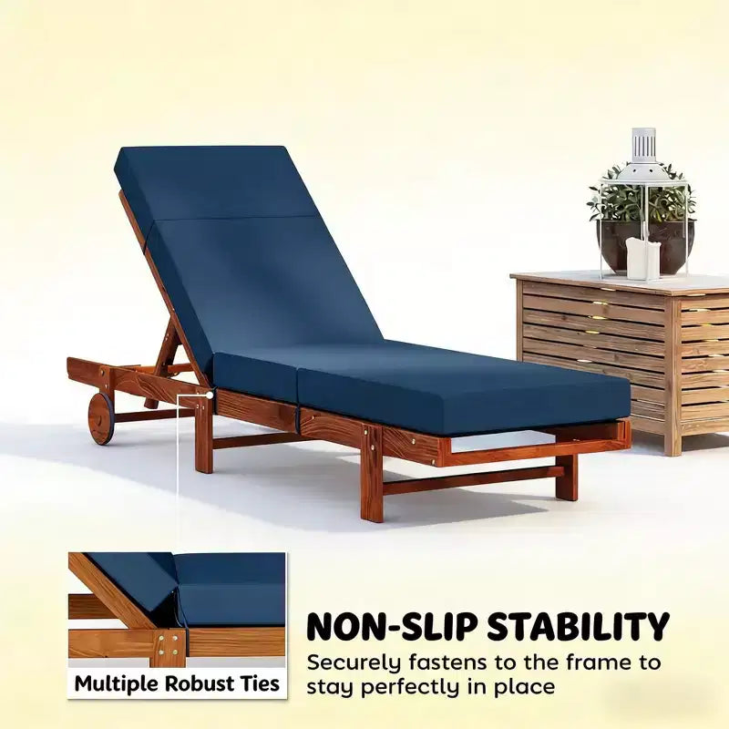NAYSAYE Coussin de Chaise Longue d'Extérieur Doux, Coussin de Chaise Longue Antidérapant avec Liens, Coussin Réversible pour Terrasse, Piscine, Bain de Soleil, 72*20.9*3.9