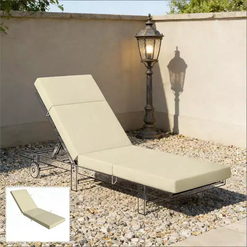 NAYSAYE Coussin de Chaise Longue d'Extérieur Doux, Coussin de Chaise Longue Antidérapant avec Liens, Coussin Réversible pour Terrasse, Piscine, Bain de Soleil, 72*20.9*3.9