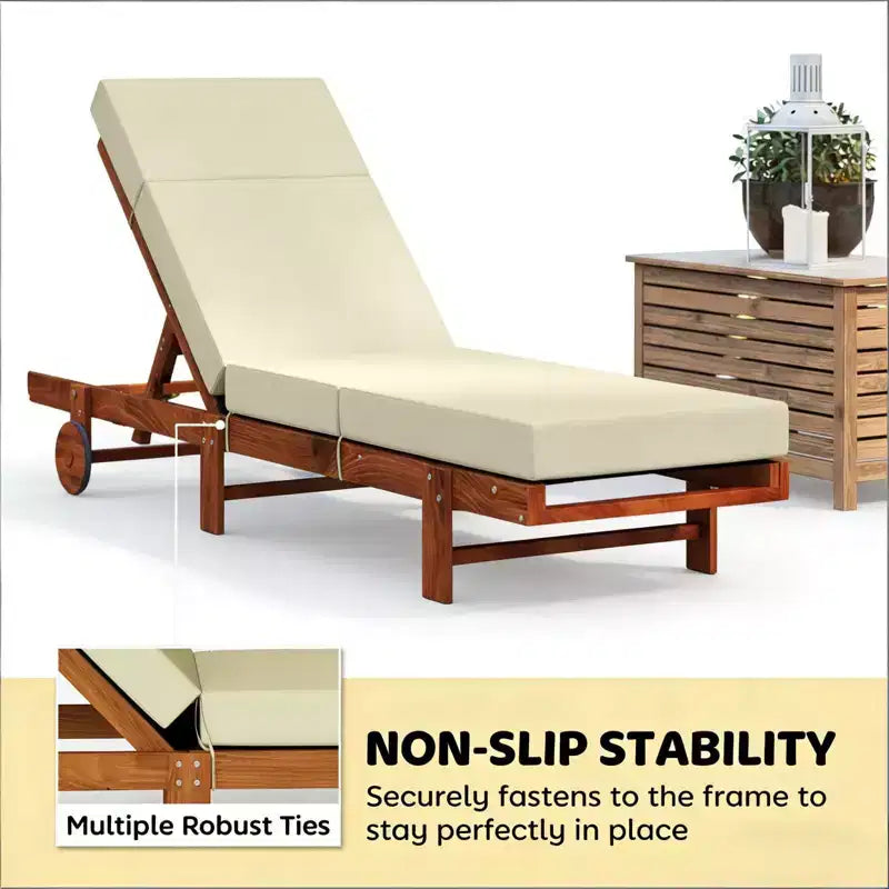 NAYSAYE Coussin de Chaise Longue d'Extérieur Doux, Coussin de Chaise Longue Antidérapant avec Liens, Coussin Réversible pour Terrasse, Piscine, Bain de Soleil, 72*20.9*3.9