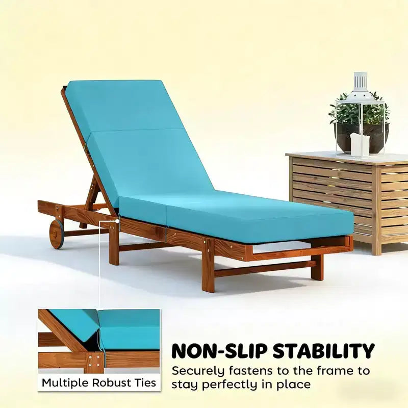 NAYSAYE Coussin de Chaise Longue d'Extérieur Doux, Coussin de Chaise Longue Antidérapant avec Liens, Coussin Réversible pour Terrasse, Piscine, Bain de Soleil, 72*20.9*3.9