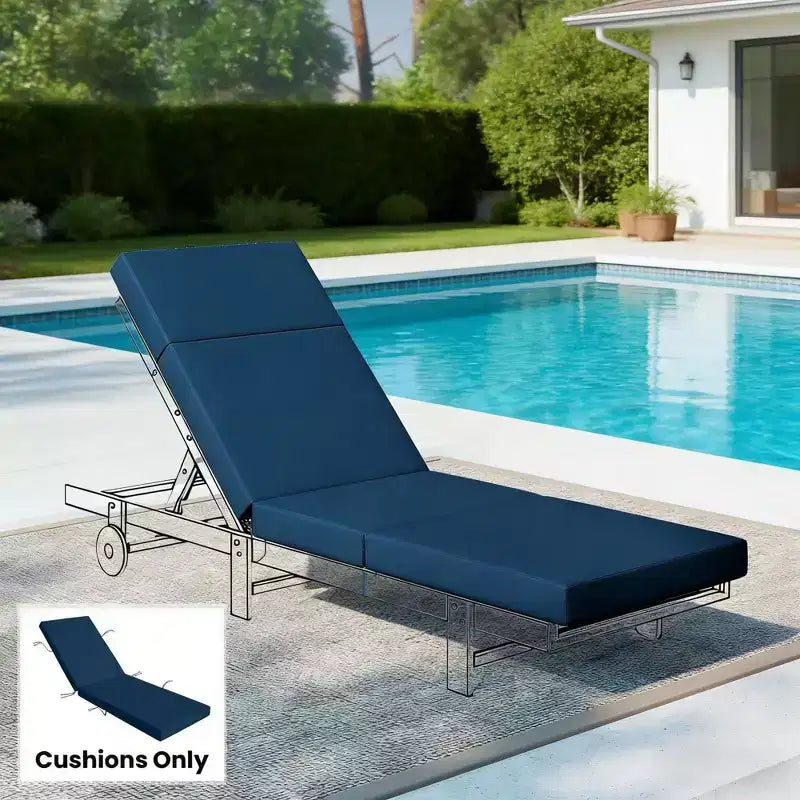 NAYSAYE Outdoor Lounge Chair Cushion Soft Chaise Cushion Non Slip Ties Reversible Patio Pool Sun Tanning Cushion, 72*20.9*3.9
