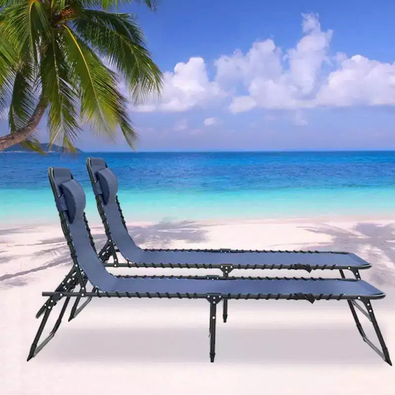 NAYSAYE Lot de 2 chaises longues pliables réglables pour patio, piscine, bronzage, avec maille respirante pour la plage et le jardin