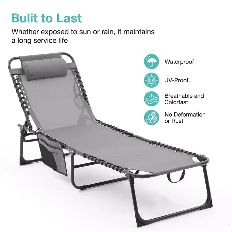 NAYSAYE Lot de 2 chaises longues pliables réglables pour patio, piscine, bronzage, avec maille respirante pour la plage et le jardin