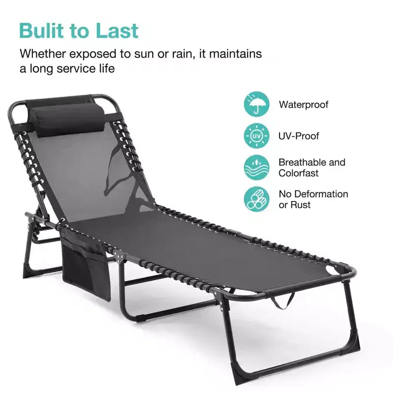 NAYSAYE Lot de 2 chaises longues pliables réglables pour patio, piscine, bronzage, avec maille respirante pour la plage et le jardin